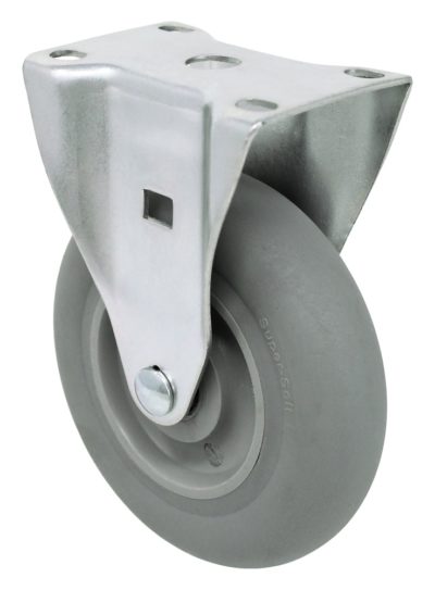 Clearance Rigid Caster Soft Gray Rubber Wheel 4" x 1-1/4" with Thread Guard 