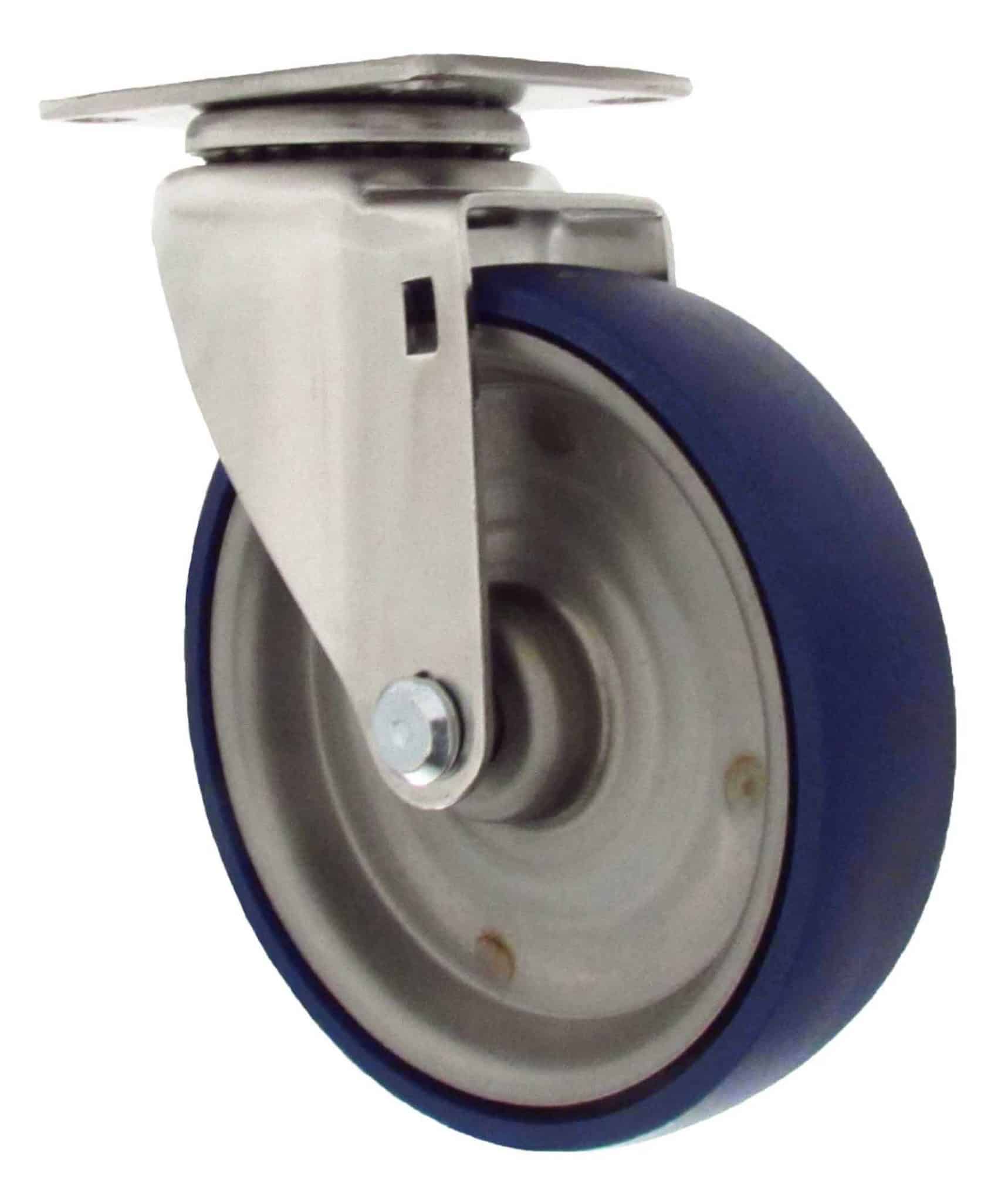 4DLSSSSB 4" Swivel Caster Stainless Steel Solid Poly Wheel with Top Lock Brake 