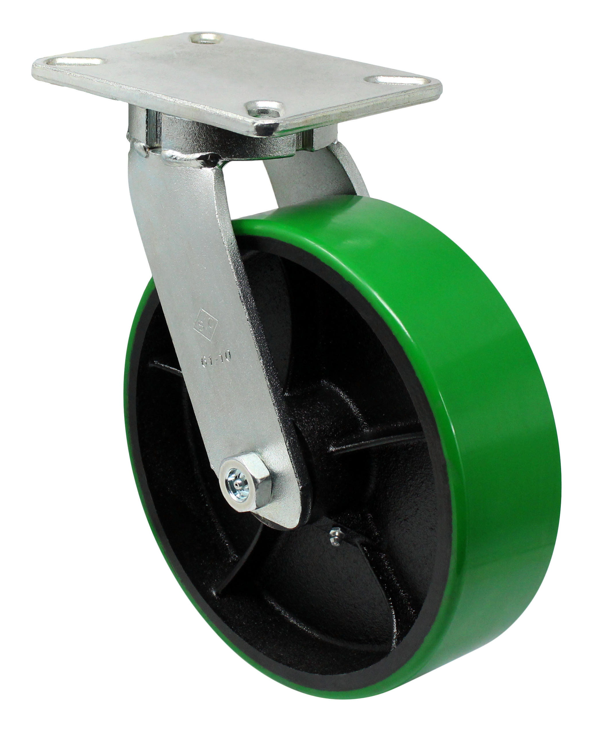 Swivel Caster with 4" Poly Wheel and Total Lock and 3-1/8" x 4-1/8" Top Plat 