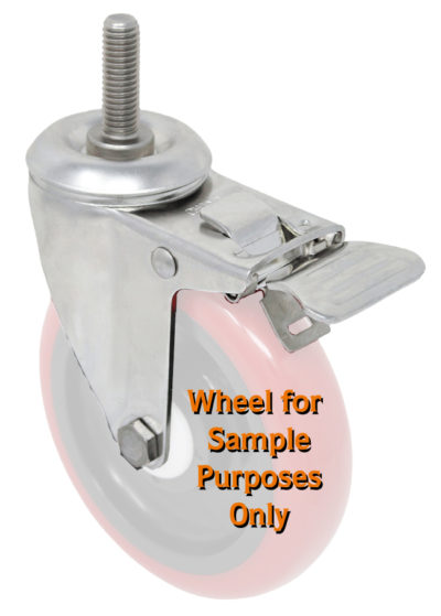 Hard Rubber Swivel TS Caster w/4" Wheel & 1/2" Stem w/Total Lock Brake 