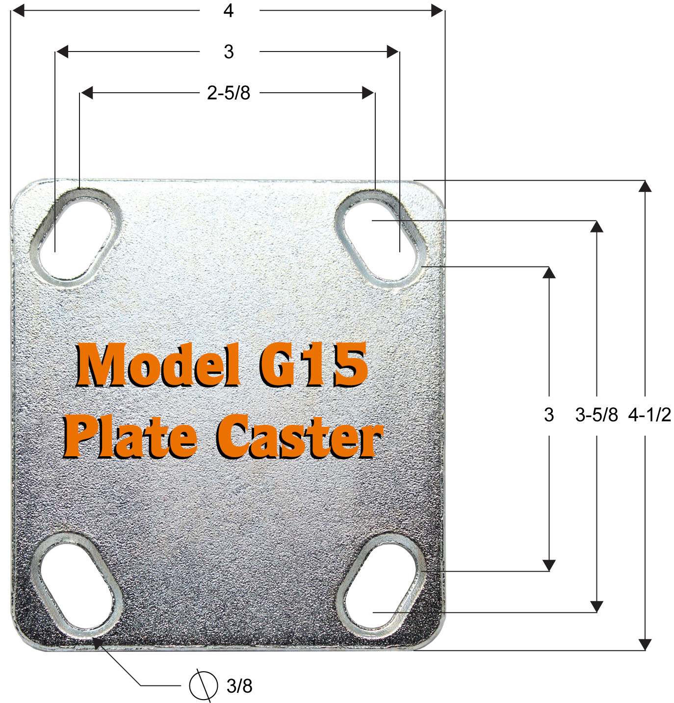 3SPCPSB 3" Swivel Plate Caster w/ Brake 2-5/8" x 3-3/4" Plate Polyolefin Wheel 