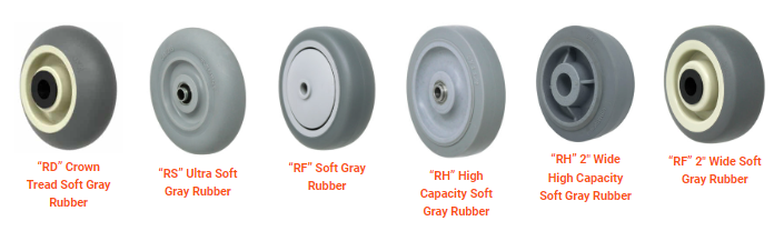 Soft Gray Rubber Caster Wheels